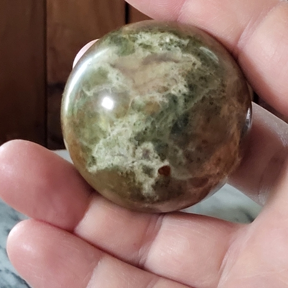 Green and Orange Stone Sphere - Picture 6 of 11